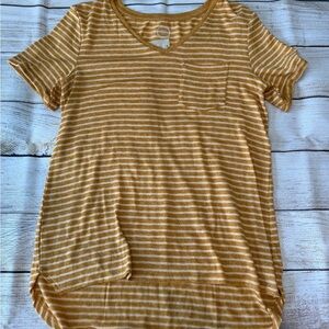 Maurices Mustard Striped V-Neck Tee
